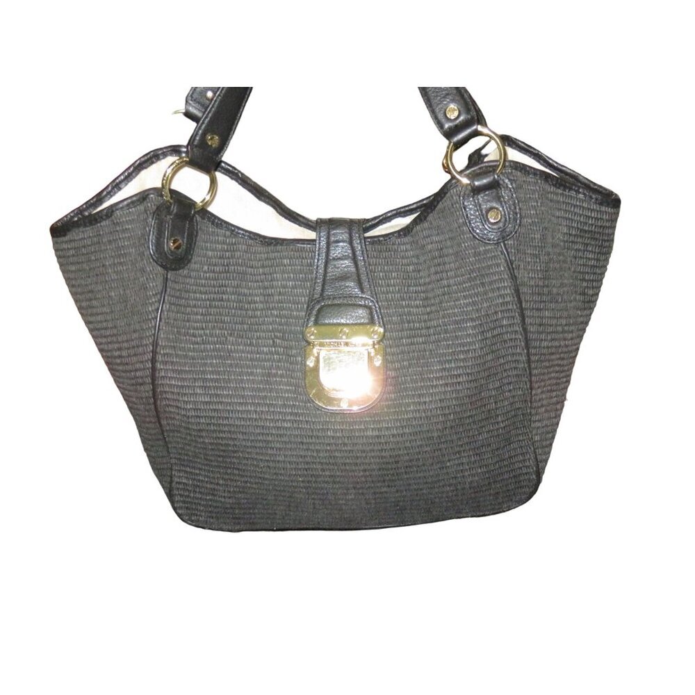 MICHAEL KORS Black Charlton Basket Woven X-Large Straw Tote